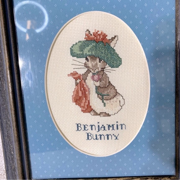 Vintage Handmade Benjamin Bunny Framed Cross Stitch Art - Picture 5 of 11